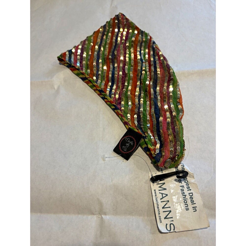 MADE OF ME Women’s Multicolor Striped Sequin Headband, Colorful